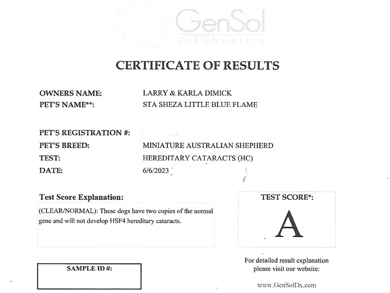 Flame is clear for Hereditary Cataracts.